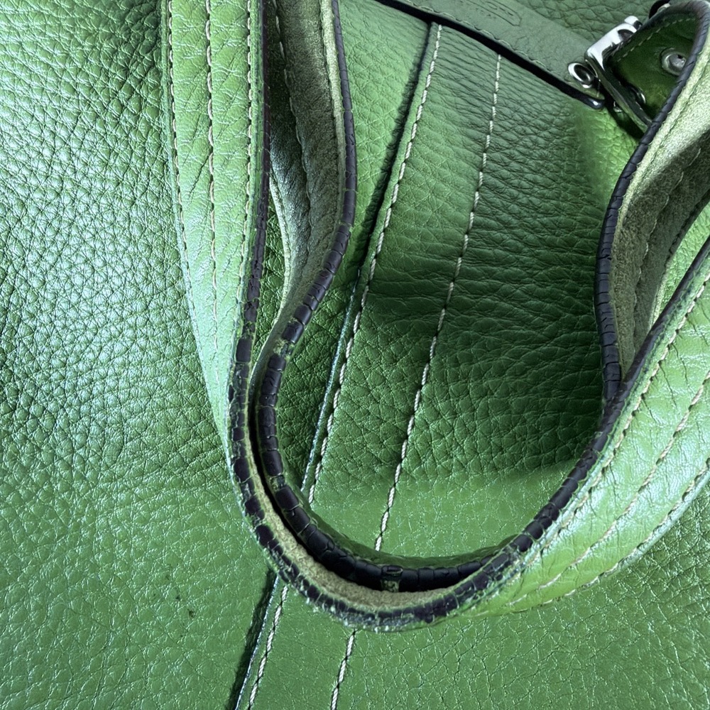 Vintage Coach Hamilton Large Green Pebbled Leather Tote, Handbag F13083 - Picture 14 of 16